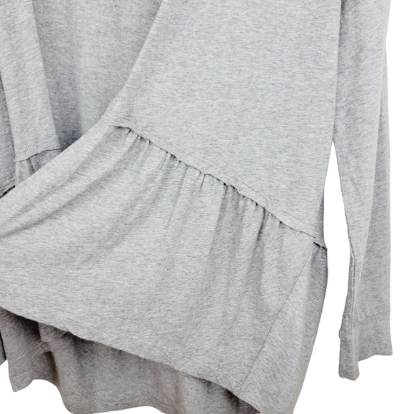 Torrid Gray Hooded Draped Cardigan Size 0X Open Front Ruffled Lightweight Lounge - Picture 7 of 12